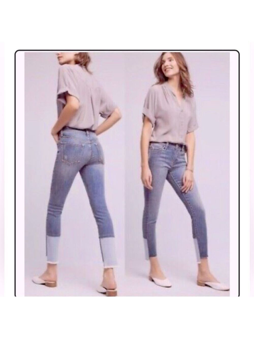 Pilcro and the Letterpress Anthropologie Script Skinny Raw Step Hem Jeans Sz 27